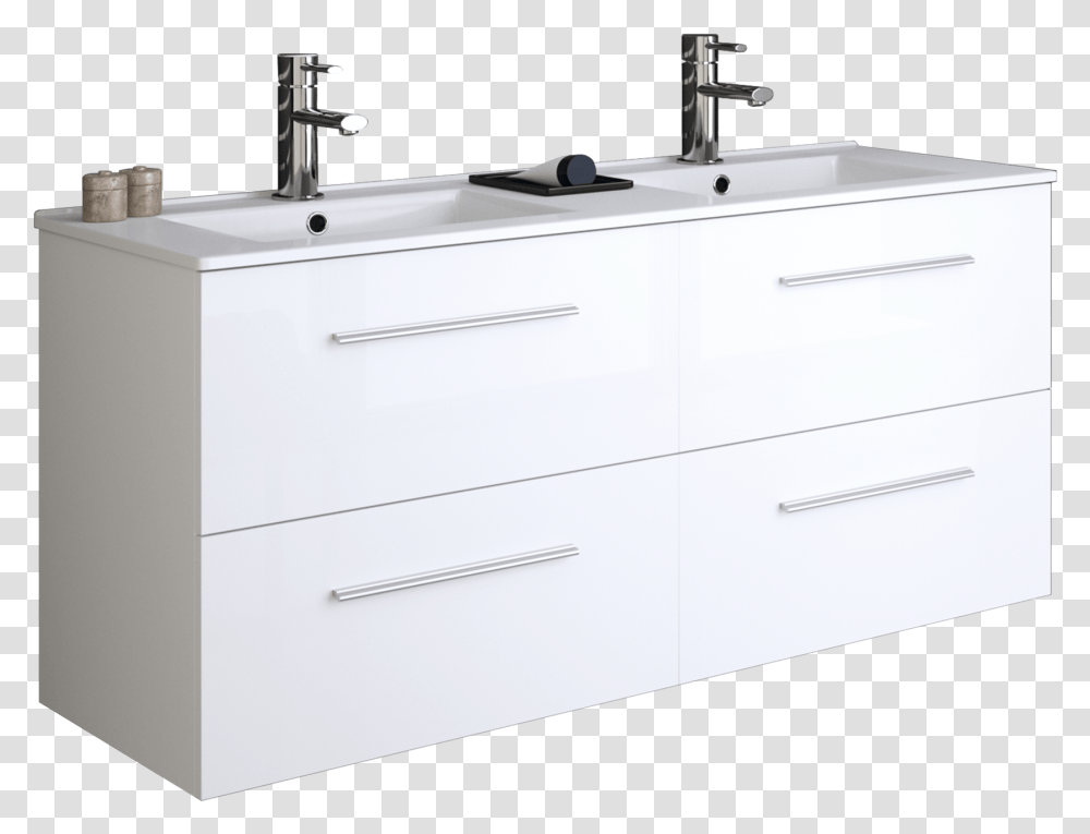 White Wall Bathroom Cabinet, Sink, Double Sink, Sink Faucet, Indoors Transparent Png