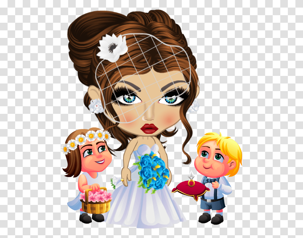 White Wedding Dress Sw2017 Flower Girl Amp Ring Boy Cartoon, Doll, Toy, Person, Human Transparent Png