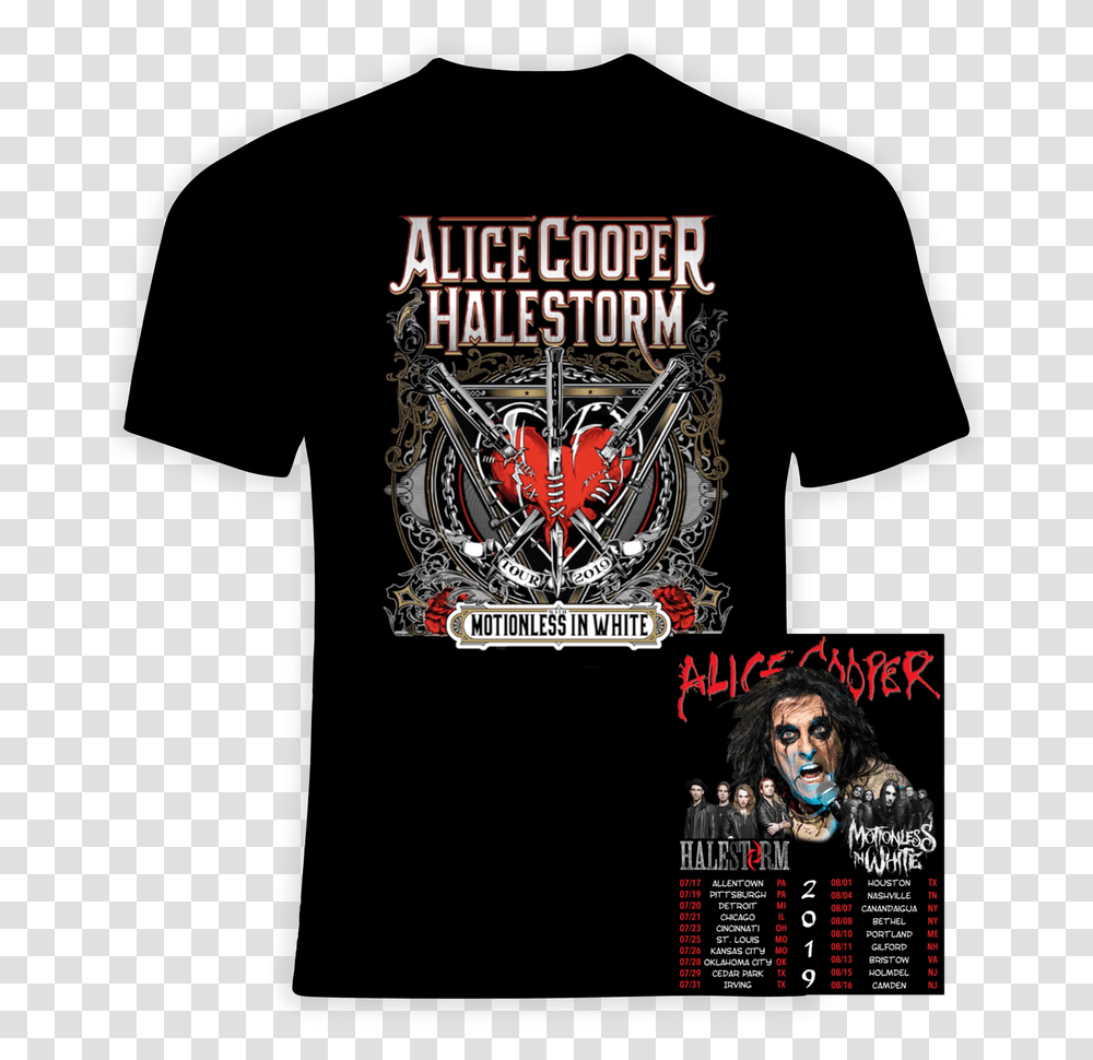 White When Love Met Destruction T Shirt Alice Cooper Halestorm T Shirt, Clothing, Person, Sleeve, Poster Transparent Png