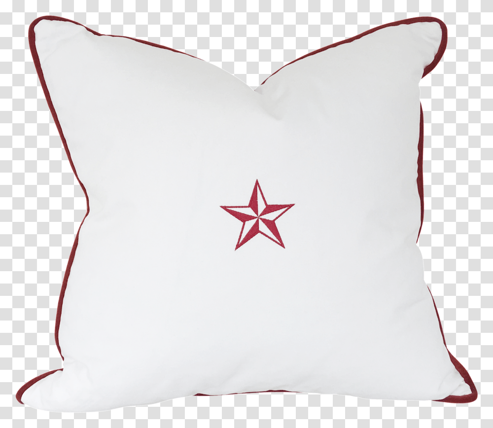 White With Red Star Throw Pillow Texas State University, Cushion, Star Symbol Transparent Png