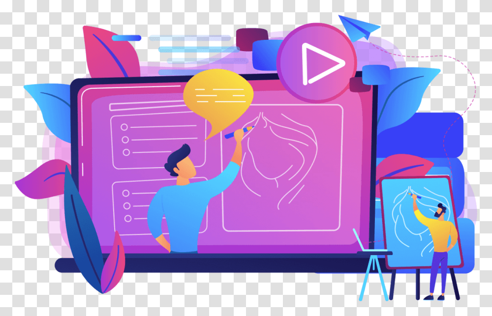 Whiteboard Animation Video Learning Illustration, Purple, Person, Human, Pac Man Transparent Png