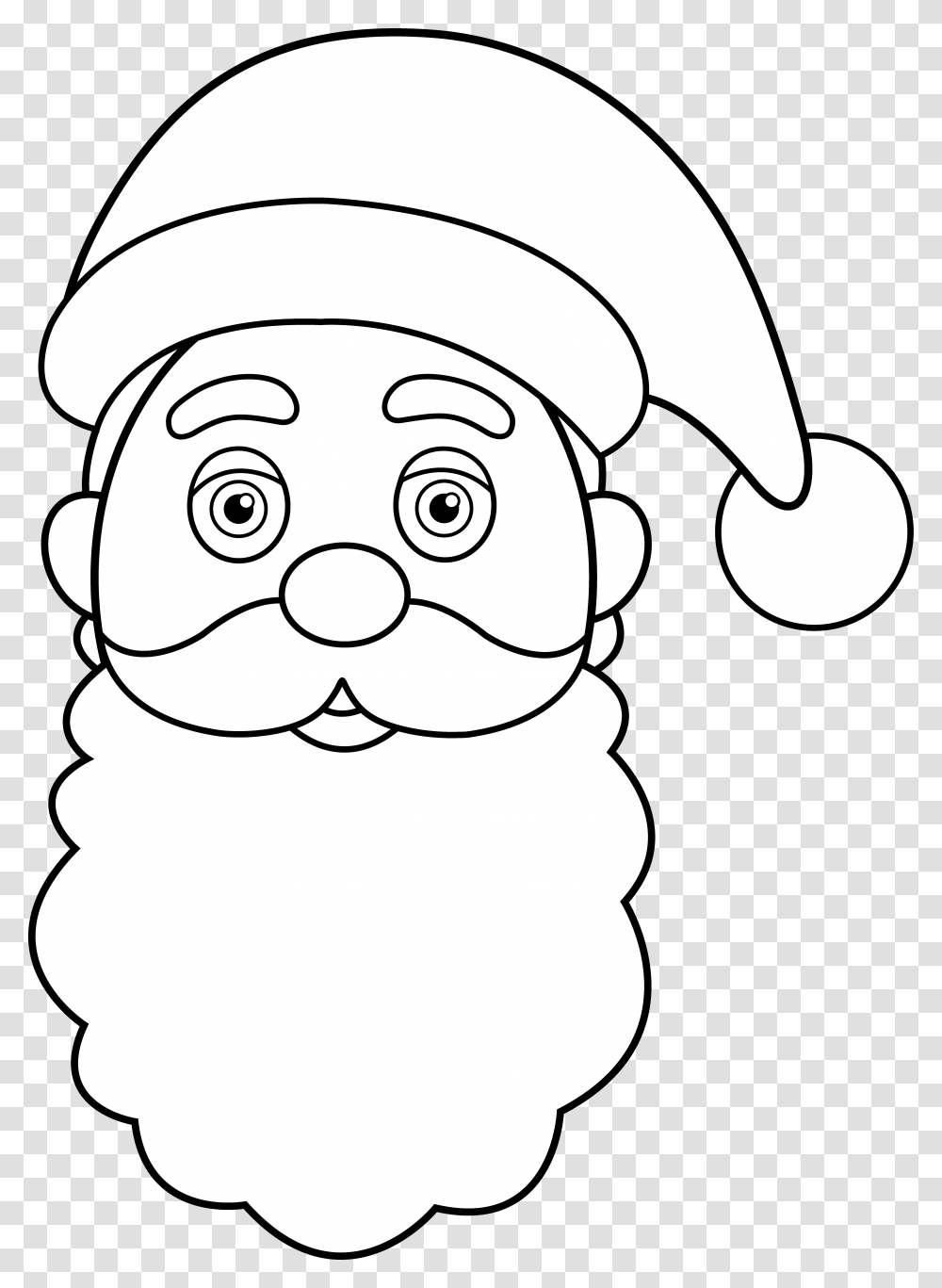 Whitefaceline Artheadcartoonblack And Whitefictional Santa Claus Face, Drawing, Stencil, Sketch, Doodle Transparent Png