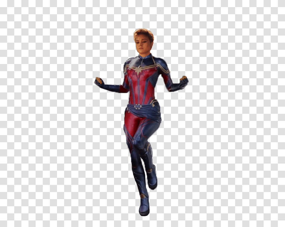 Who Are The Top Ten Most Powerful Captain Marvel Endgame Short Hair, Person, Leisure Activities, Spandex, Dance Pose Transparent Png