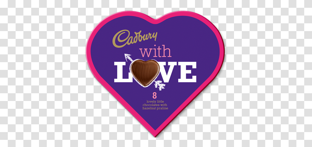 Who Invented The Heart Shaped Box Of Chocolates Cadbury Chocolate, Label, Text, Plectrum, Light Transparent Png