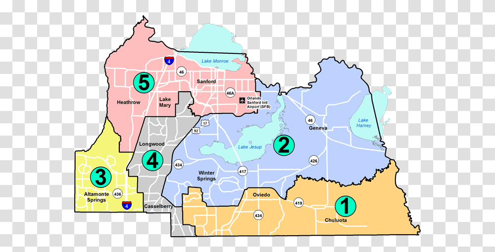 Who Is Your Commissioner Seminole County Orange And Seminole County Map, Diagram, Plot, Poster, Advertisement Transparent Png