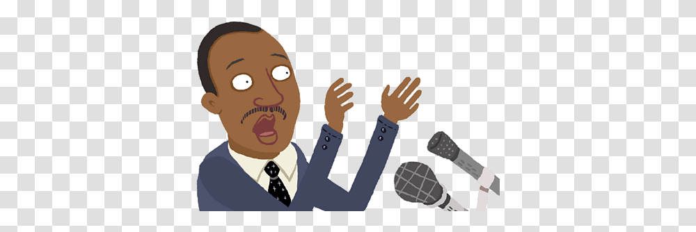 Who Was Dr Martin Luther King Bbc Bitesize Talking Into Microphone Cartoon, Person, Hand, Face, Crowd Transparent Png