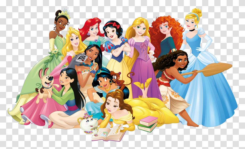 Whole Disney Princess Group, Comics, Book, Person, Human Transparent Png