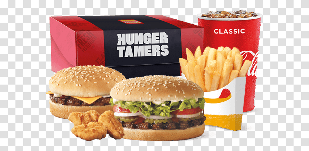 Whopper Hunger Tamers Hungry Jacks Hunger Tamer, Burger, Food, Fries Transparent Png