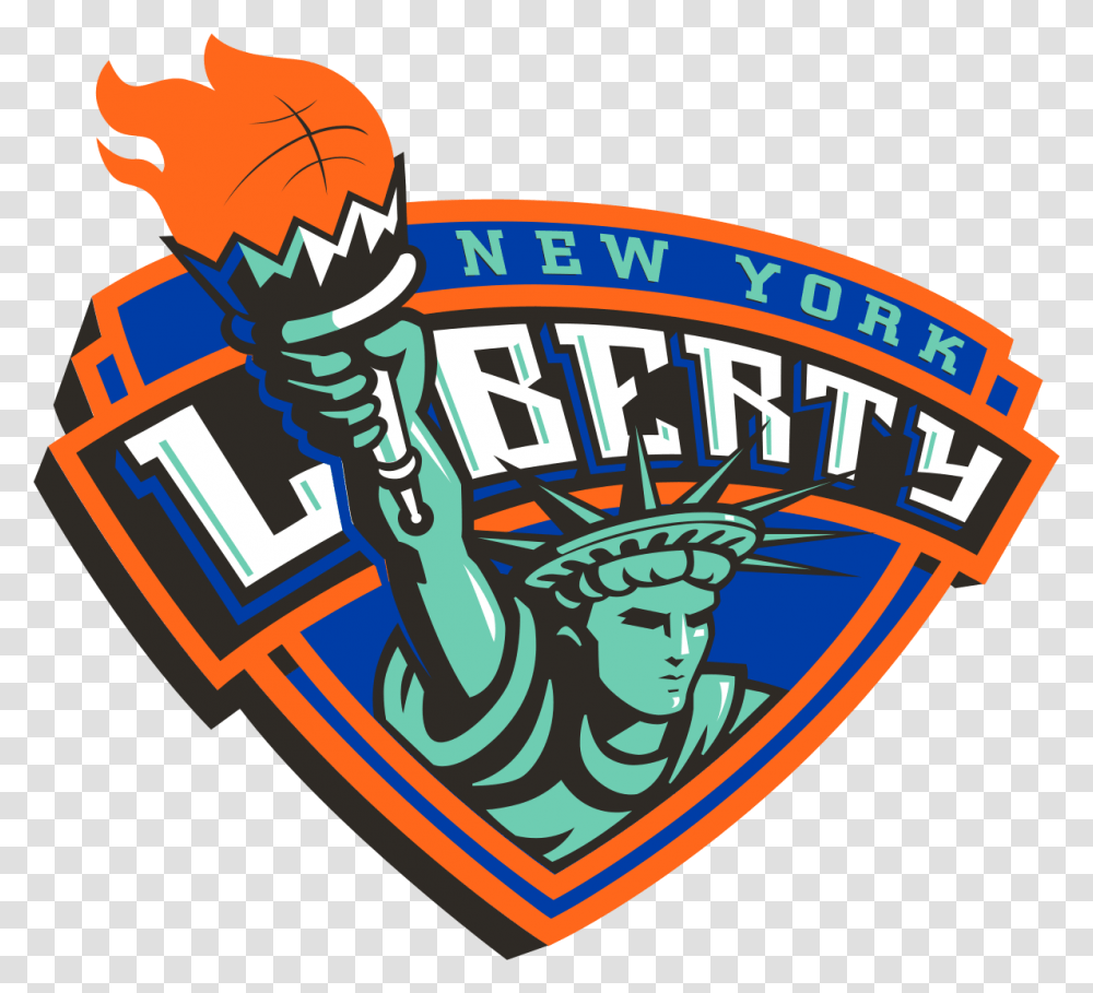 Whuds 100 New York Liberty Logo, Symbol, Crowd, Word, Badge Transparent Png