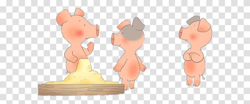 Wibbly Pig And Two Friends Near The Sandpit Cartoon, Head, Face, Outdoors, Crowd Transparent Png