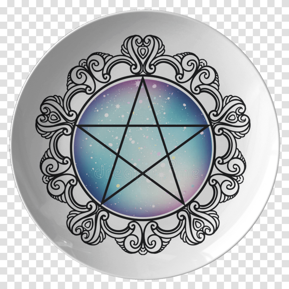 Wicca Pentacle Plate Download Symbols Of Chrisitianity, Star Symbol, Meal, Food, Dish Transparent Png