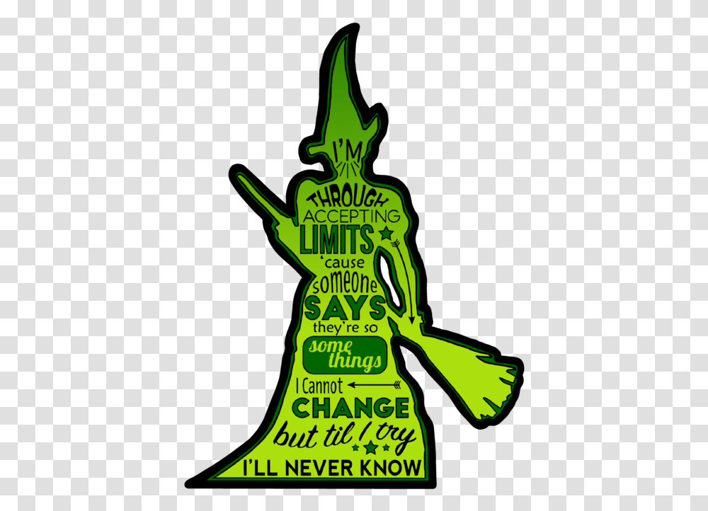 Wicked Defying Gravity Stickers Set Of 4 3 Die Cut Fiction, Poster, Advertisement, Green, Flyer Transparent Png