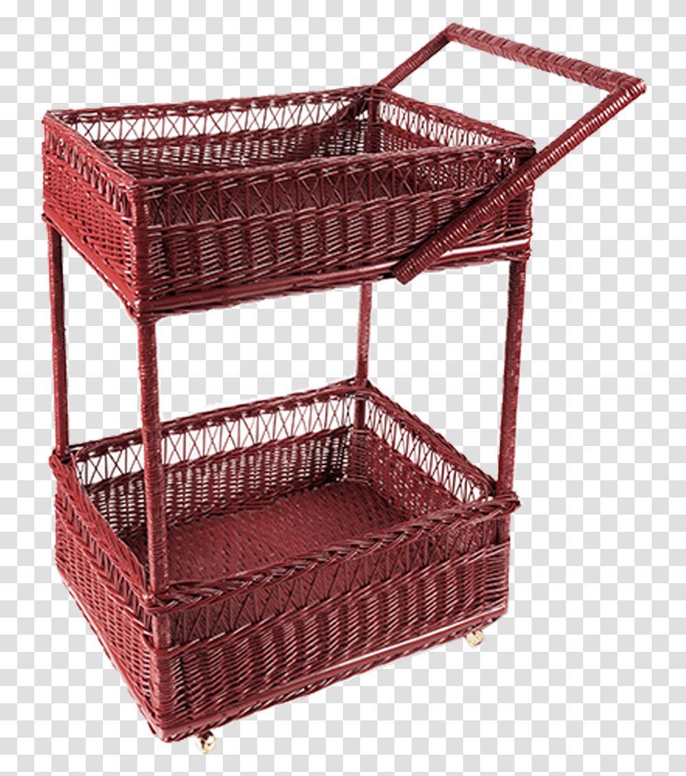 Wicker Bar Cart Storage Basket, Furniture, Crib, Vehicle, Transportation Transparent Png