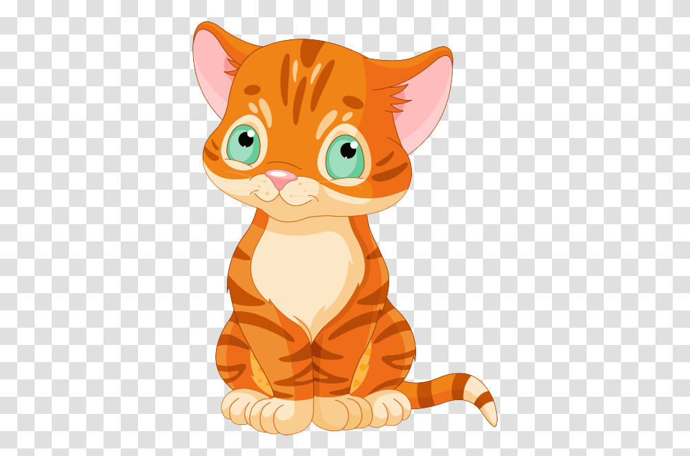 Wide Eyes Orange Cat Cartoon Cat Clip Art Background, Animal, Mammal, Pet, Wildlife Transparent Png