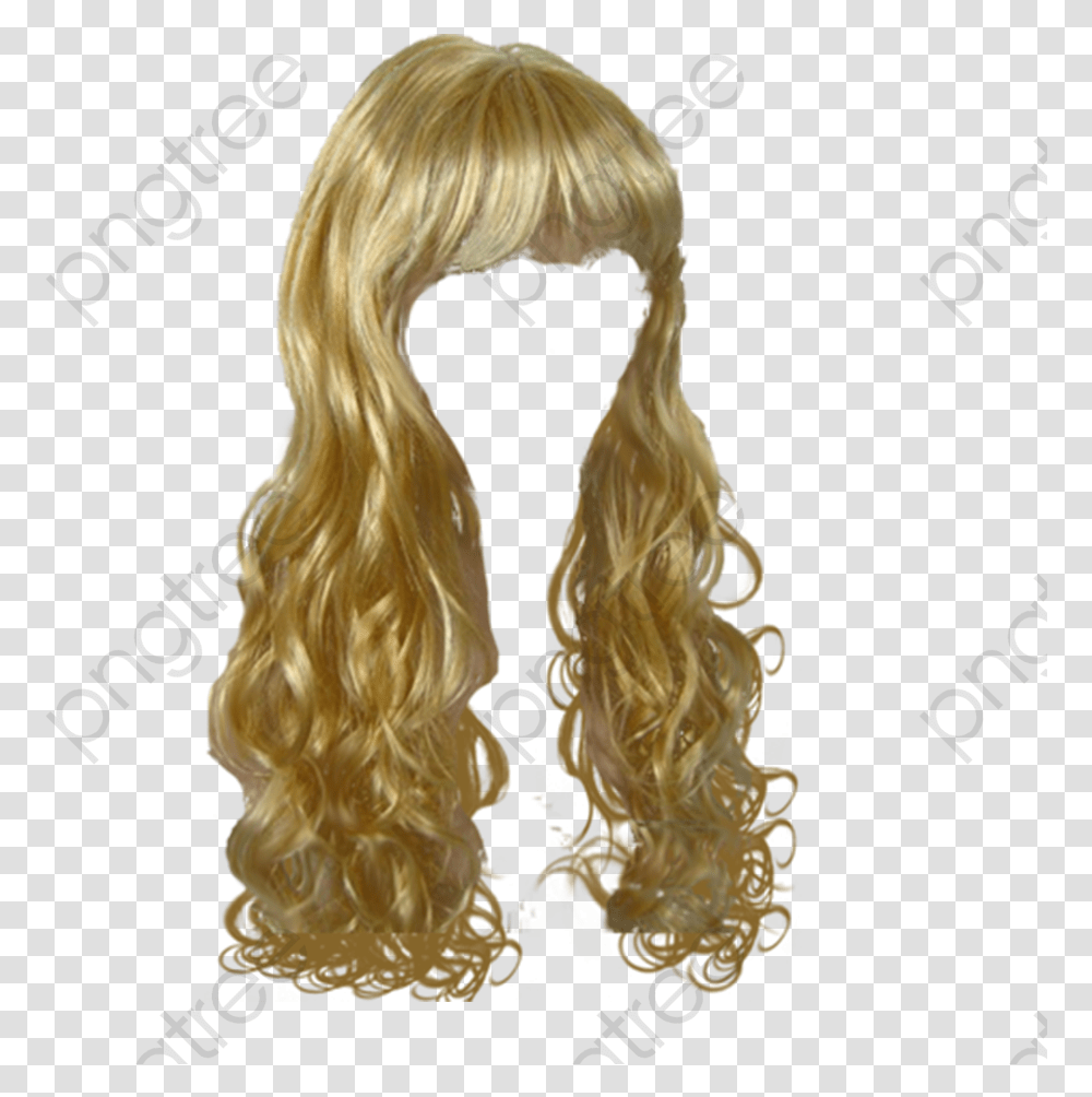 Wig Curly Hair Brown Curls Model Curly Blond Hair, Person, Human, Painting Transparent Png