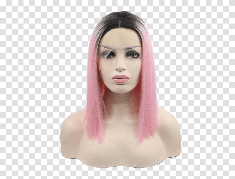 Wigs Short Lace Front Wigs Pink, Hair, Doll, Toy, Person Transparent Png
