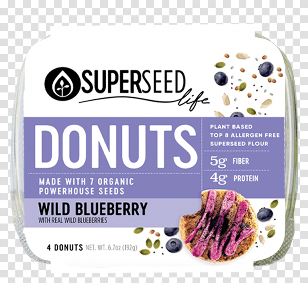 Wild Blueberry Donuts 4 Count Superseed Life Donuts, Advertisement, Poster, Flyer, Paper Transparent Png