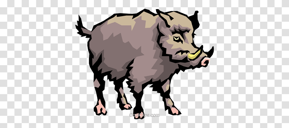 Wild Boar Royalty Free Vector Clip Art Illustration, Animal, Mammal, Buffalo, Wildlife Transparent Png