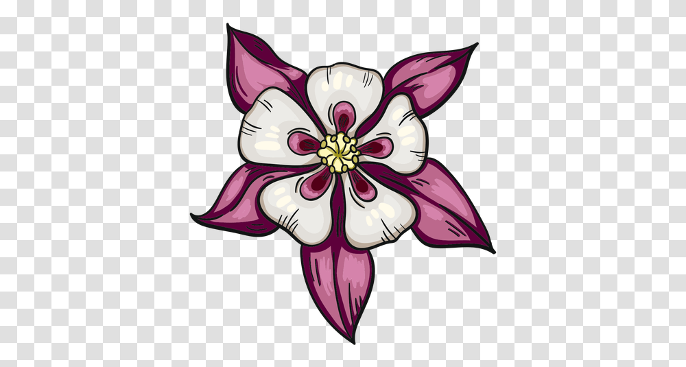 Wild Flower White Purple Columbine & Svg Aguilena Flor Para Dibujar, Plant, Blossom, Graphics, Art Transparent Png