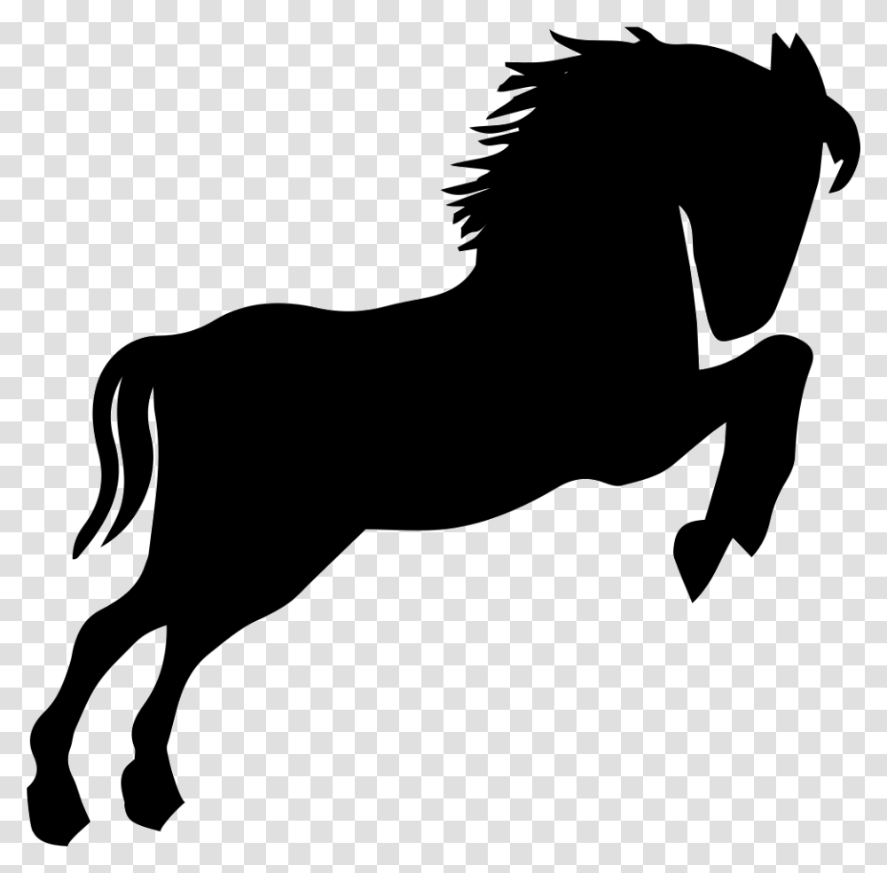 Wild Horse Black Silhouette Looking To Right Standing Siluetas De Animales Salvajes, Stencil, Mammal, Colt Horse Transparent Png