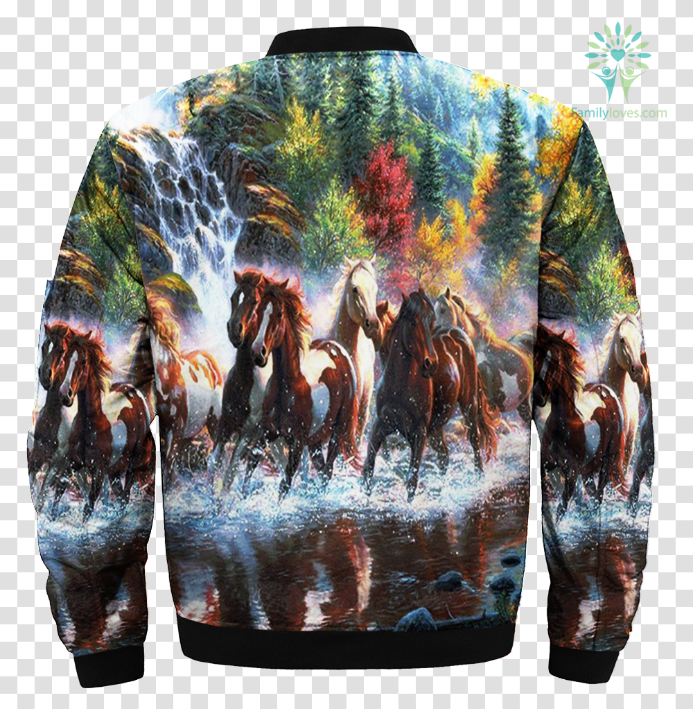 Wild Horse Over Print Jacket Tag Familyloves Horse, Painting, Sweatshirt, Sweater Transparent Png