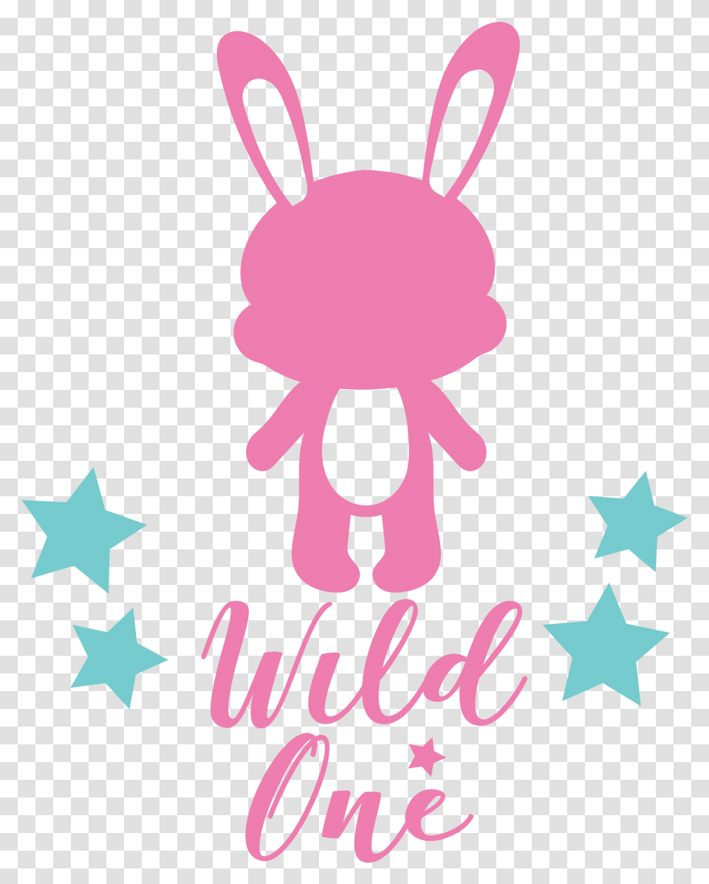 Wild One Bunny Cutting Files Svg Dxf Pdf Eps Included Stars And Moon Stencil, Star Symbol, Animal, Poster Transparent Png