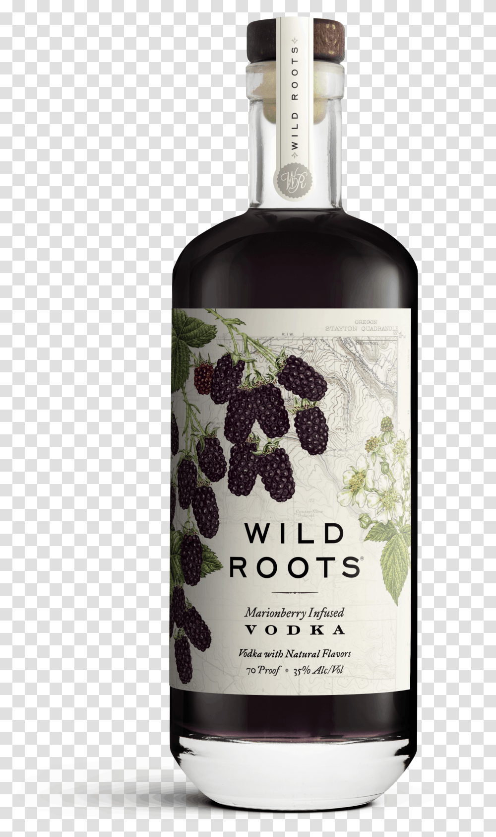 Wild Roots Marionberry Vodka Bottle Wild Roots Marionberry Flavored Vodka, Alcohol, Beverage, Drink, Liquor Transparent Png