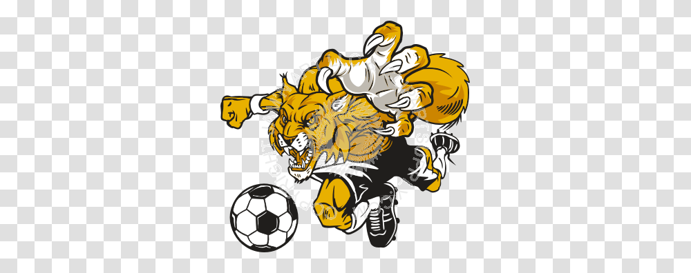 Wildcat Playing Soccer In Color, Soccer Ball, Football, Team Sport, Kicking Transparent Png