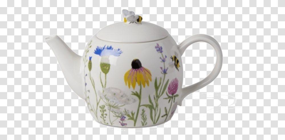 Wildflower Bee Tea Pot, Pottery, Porcelain, Teapot Transparent Png