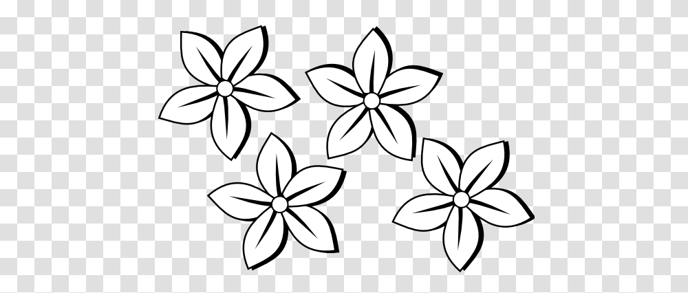 Wildflower Clipart Black And White, Stencil, Pattern, Floral Design Transparent Png