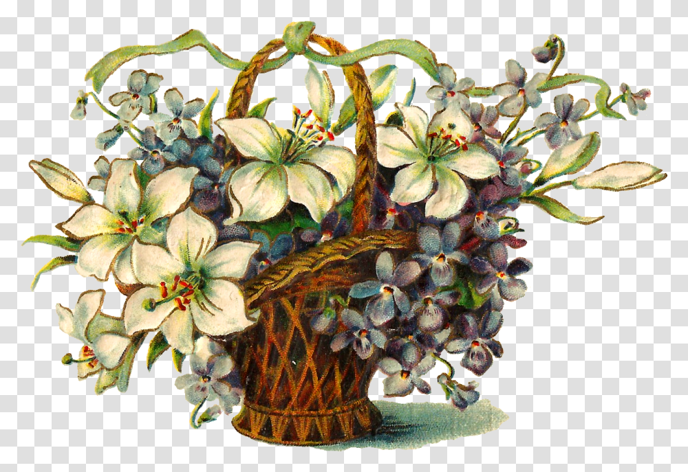 Wildflower Image Free Flower Basket Clip Art Vintage Spring Flowers, Floral Design, Pattern, Plant Transparent Png