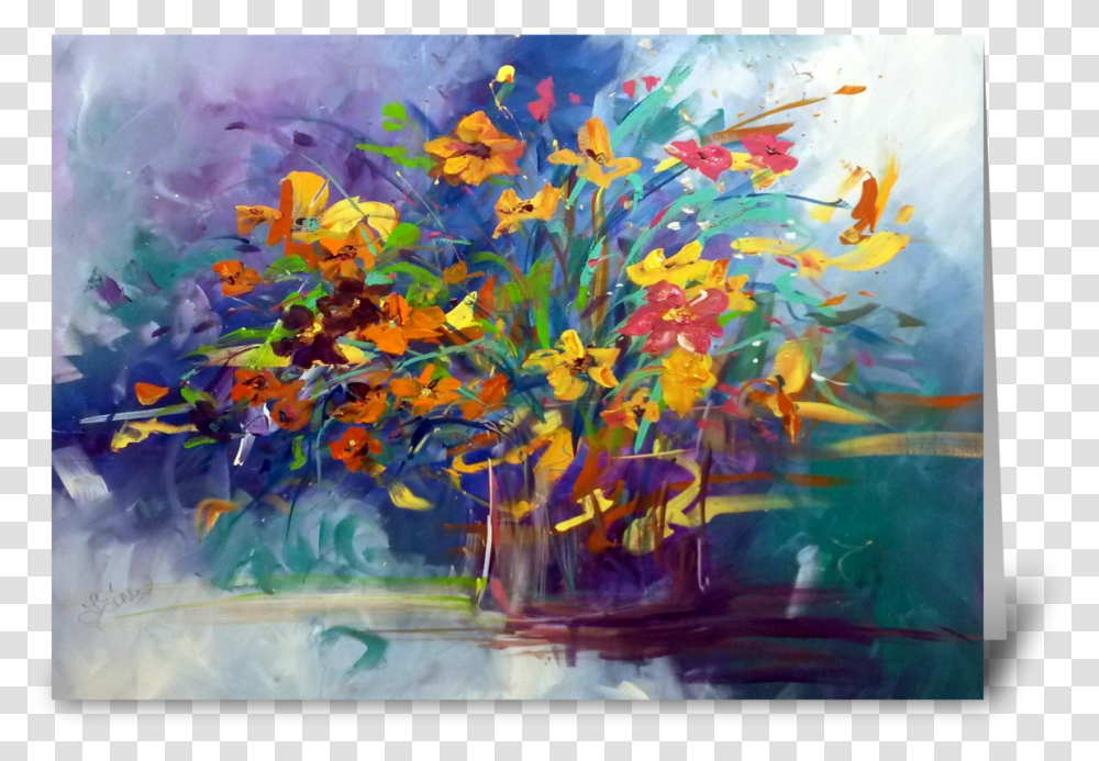 Wildflowers Greeting Card Bouquet, Modern Art, Painting, Canvas Transparent Png