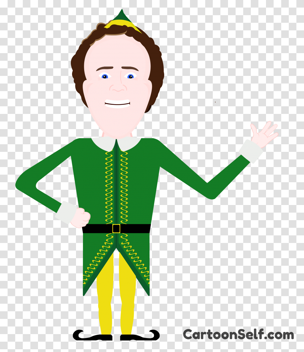 Will Ferrell In Elf Cartoonself, Green, Sleeve, Apparel Transparent Png