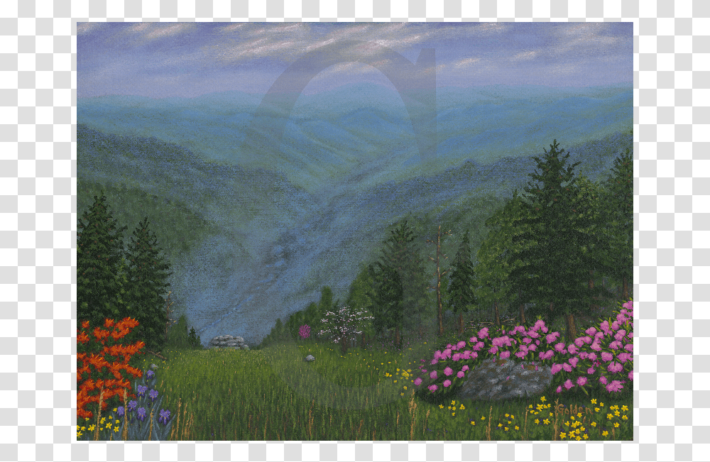 William Lee Golden Painting Smoky Mountain Spring Smoky Mountain Spring Paintings, Tree, Plant, Fir, Conifer Transparent Png