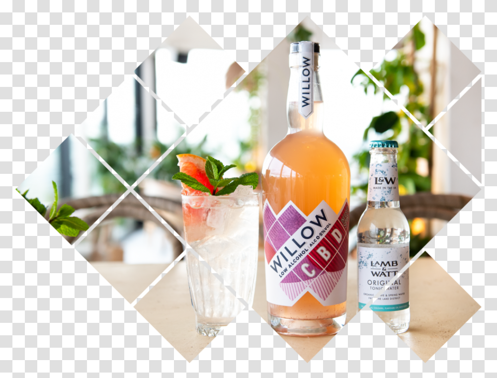 Willow Glass Bottle, Beverage, Alcohol, Liquor, Beer Transparent Png