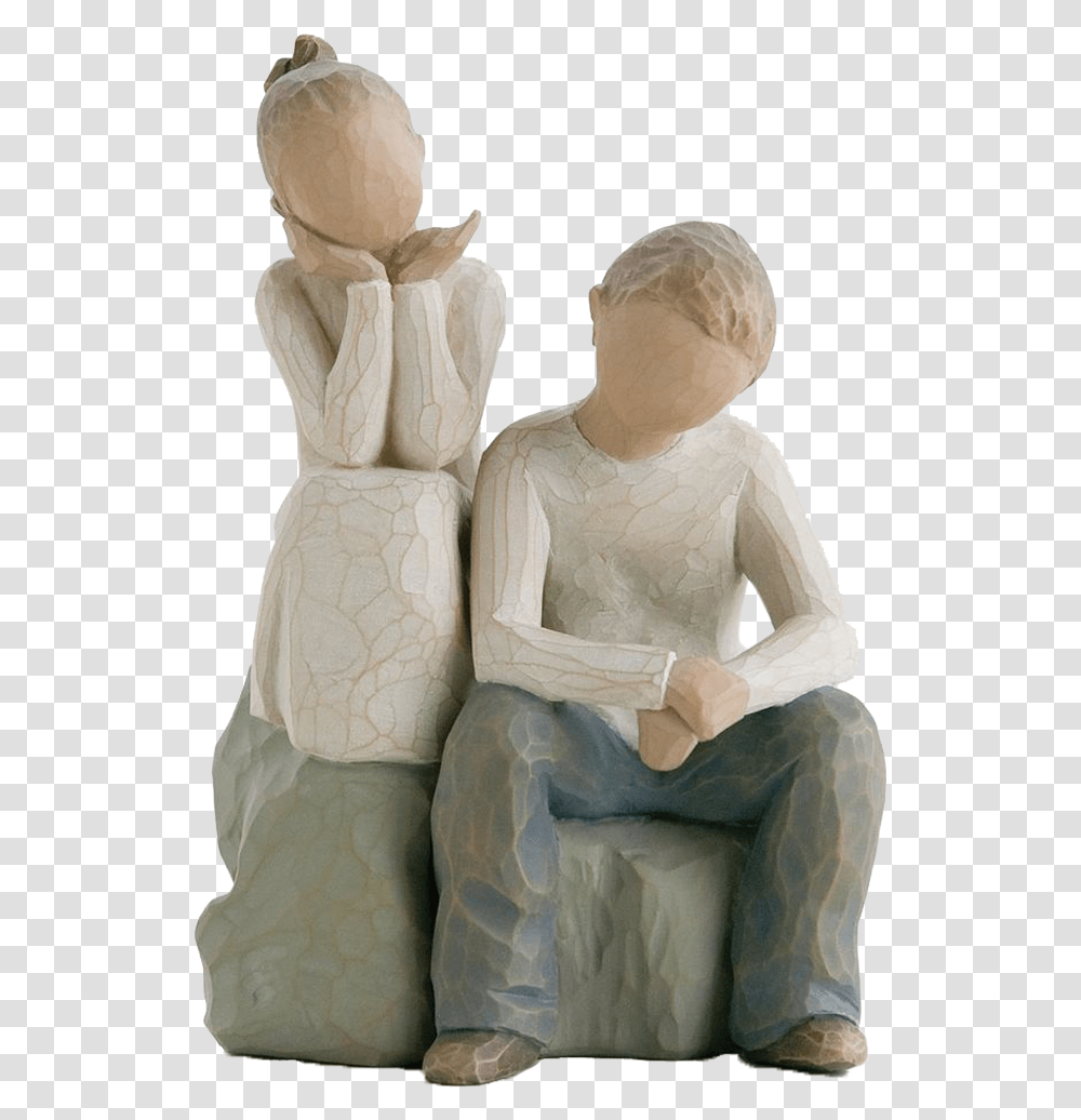 Willow Tree Brother And Sister, Figurine, Person, Human, Ivory Transparent Png