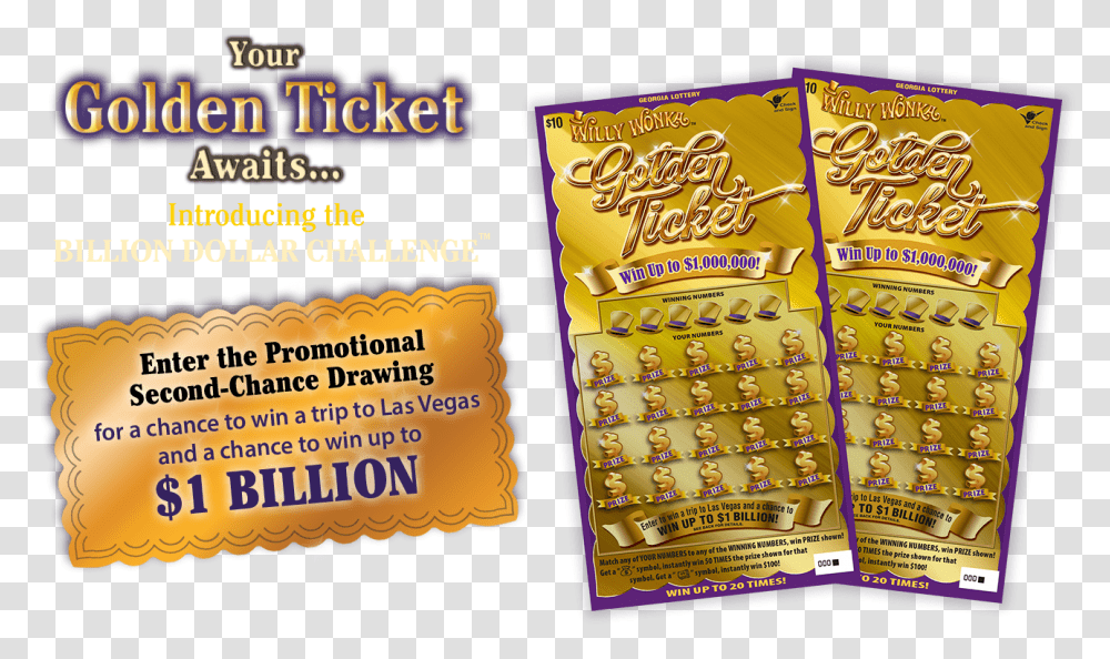 Willy Wonka Golden Ticket Lottery, Calendar, Word, Menu Transparent Png
