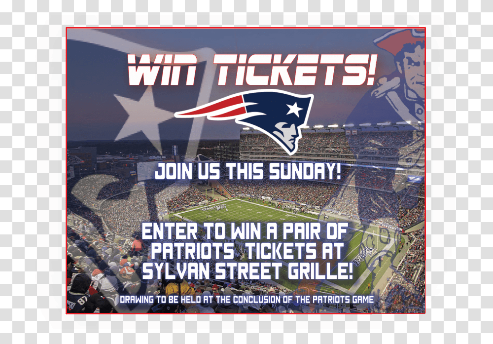 Win Patriots Tickets In Peabody New England Patriots, Poster, Advertisement, Building, Person Transparent Png