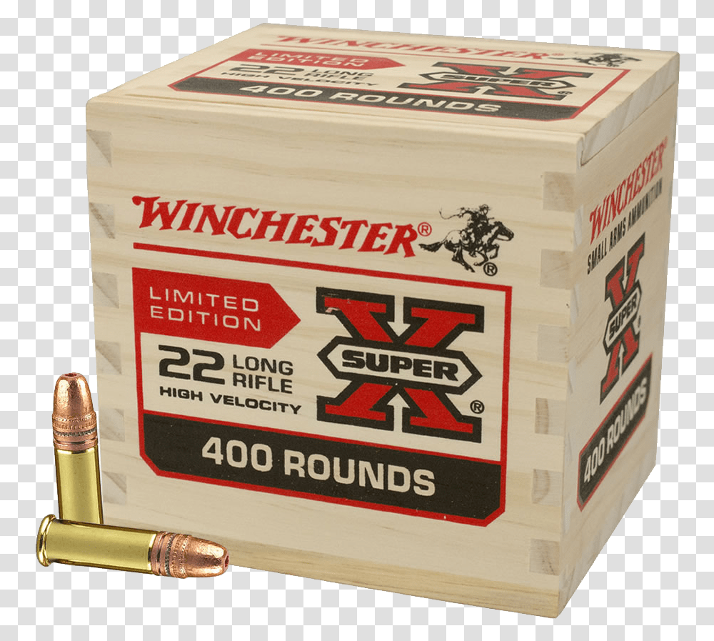 Winchester Super X Ammunition 22 Long Rifle 36 Grain 22lr Rounds 400 Box, Weapon, Weaponry, Bullet Transparent Png