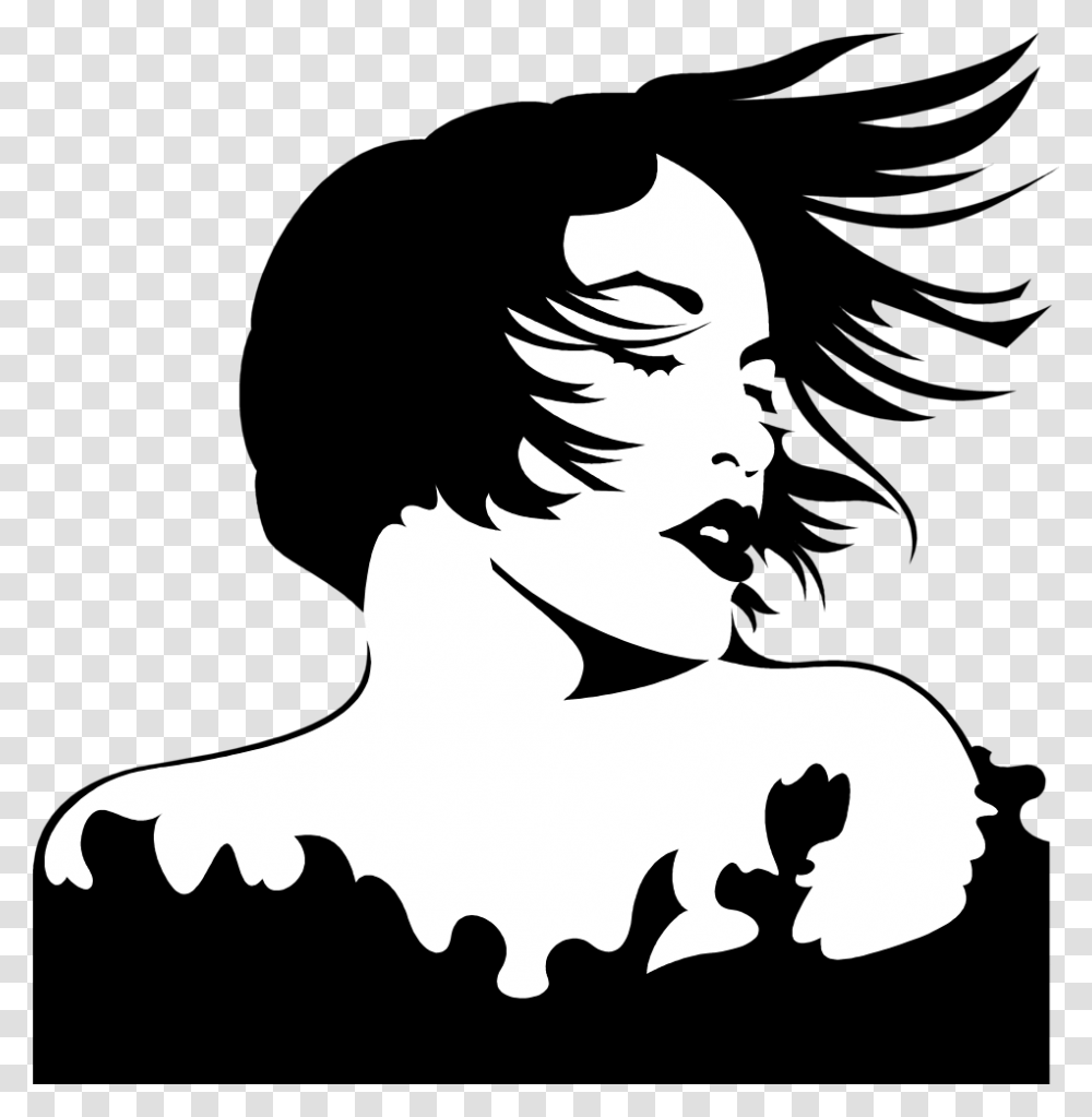 Wind Blowing People Around Cartoon Hair Blowing In Wind Clipart, Stencil, Silhouette, Person, Human Transparent Png