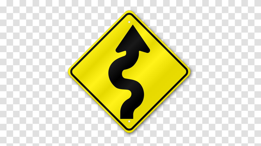 Winding Road Right Sign, Road Sign Transparent Png