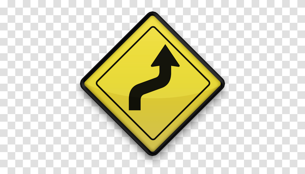 Winding Road, Sign, Road Sign Transparent Png