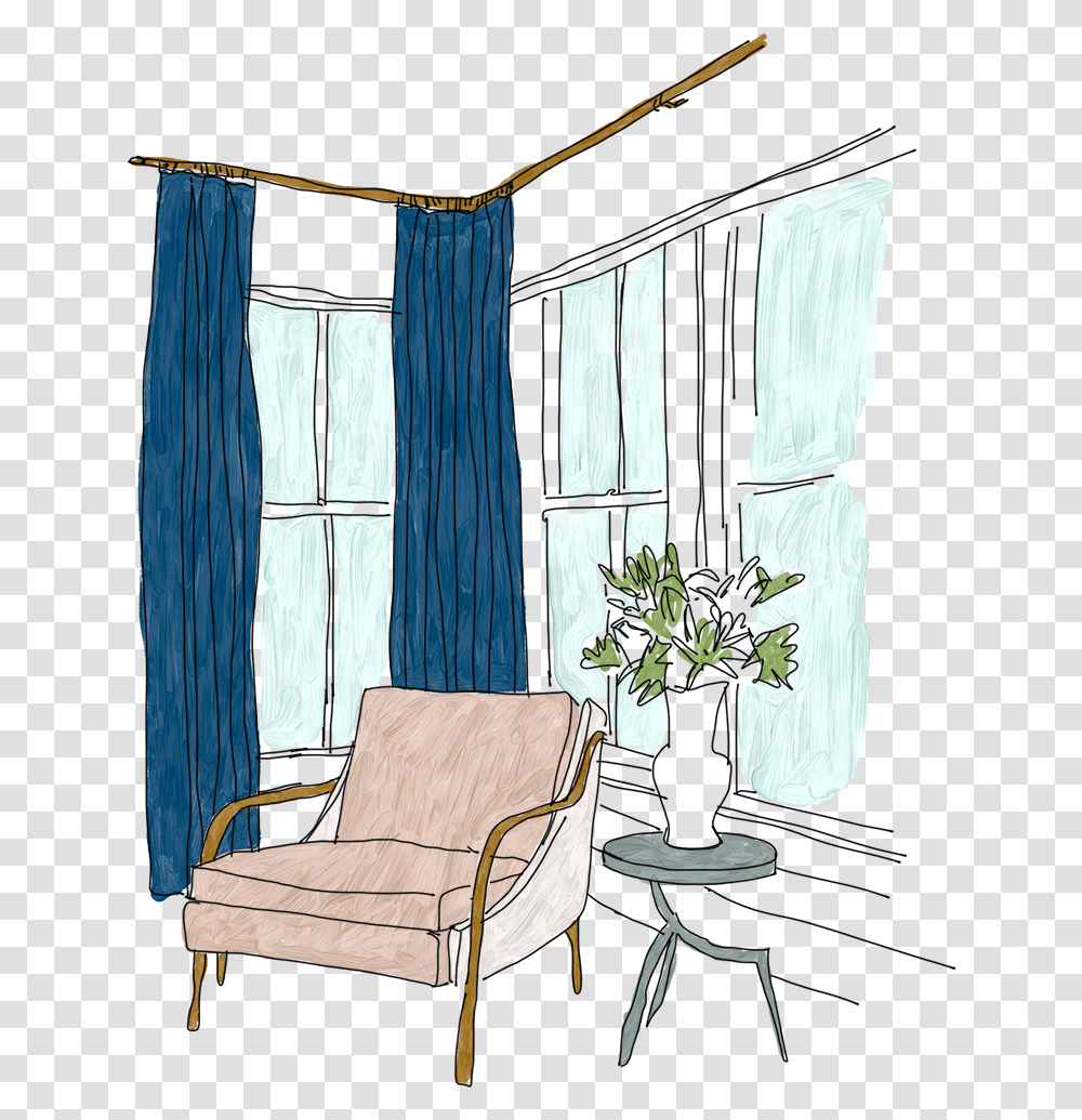 Window Covering, Chair, Furniture, Plant, Housing Transparent Png
