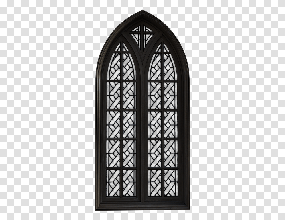 Window Gothic Old Church Architecture Religion Stained Glass, Building, Door, Statue Transparent Png