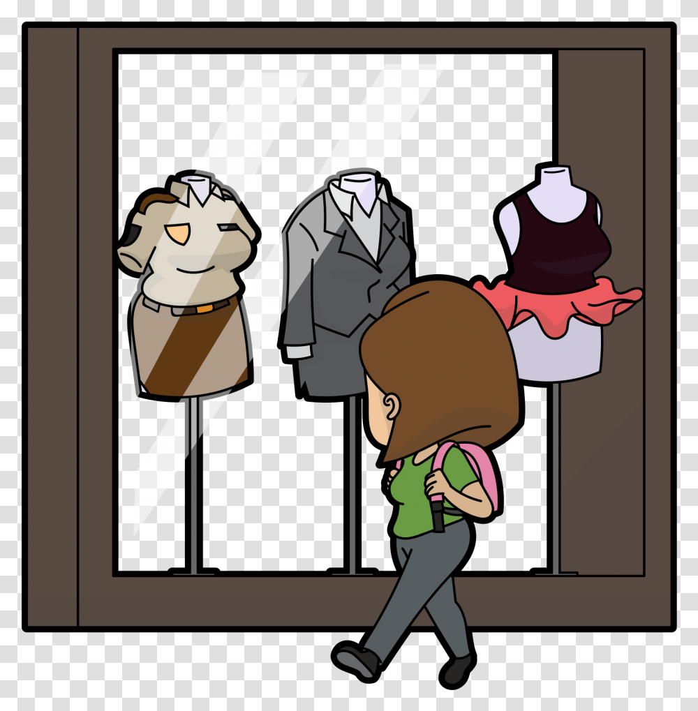 Window Shopping Cartoon, Person, Performer, Poster Transparent Png