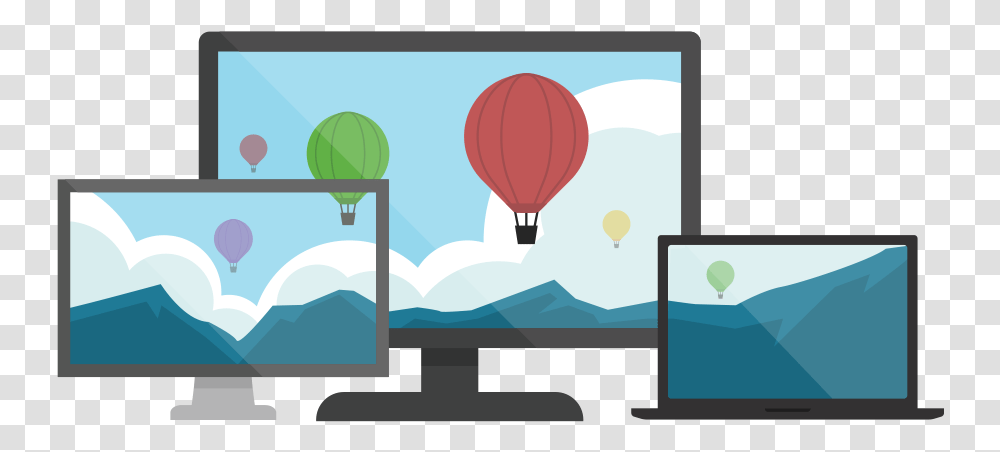 Windows 7 And Linux Are Also Supported Using The Screen Hot Air Balloon, Monitor, Electronics, Display, LCD Screen Transparent Png