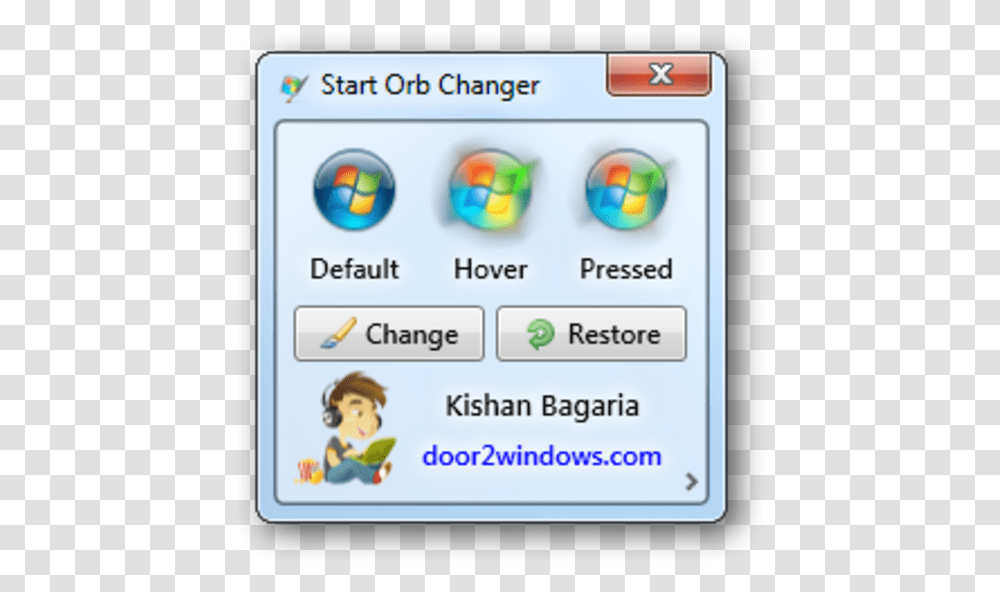 Windows 7 Start Orb Changer Free Download Windows 7 Start Buttons, Text, Electronics, Computer, Id Cards Transparent Png