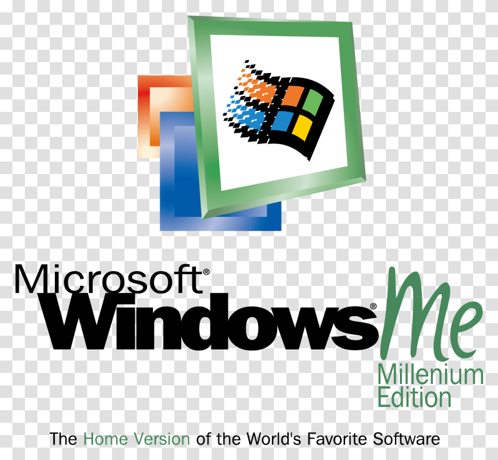 Windows 98 Windows Millennium Edition Logo, Word, Poster, Advertisement Transparent Png