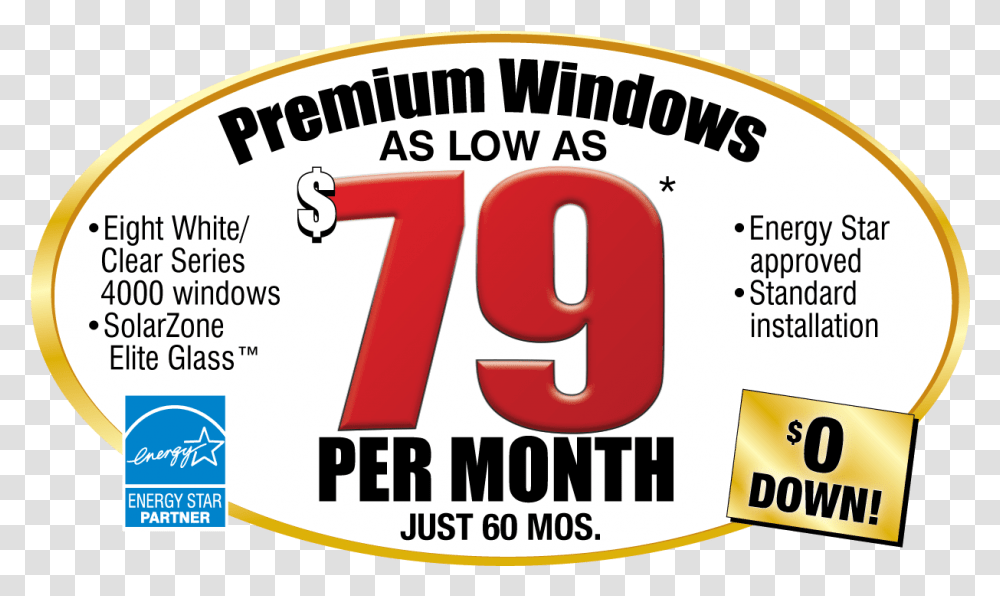 Windows As Low As 69 Per Month Energy Star, Number, Label Transparent Png