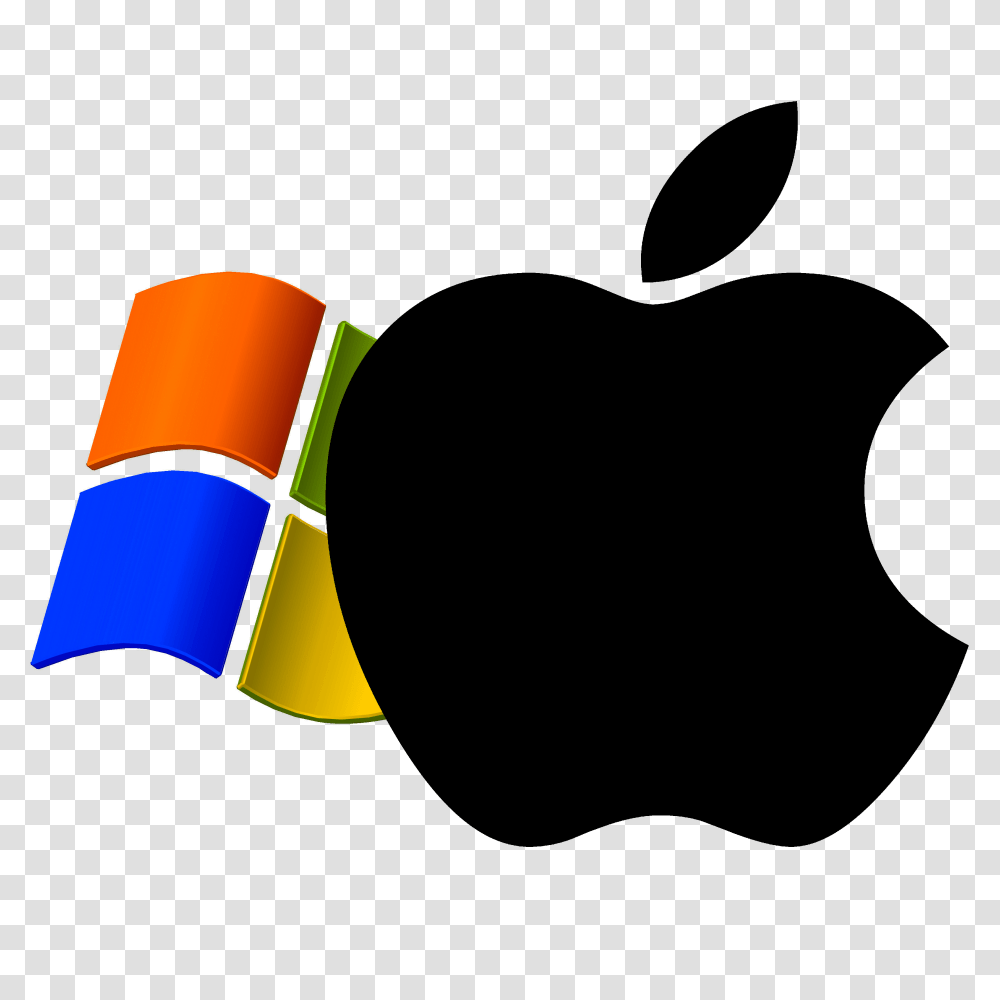 Windows Xp Logo Superimposed Windows And Apple Logo, Symbol, Baseball Cap, Hat, Clothing Transparent Png